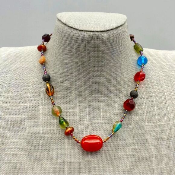 Lia Sophia Jewelry - Lia Sophia Necklace Boho Beach Vibe Glass Beaded Strand 15 Inch